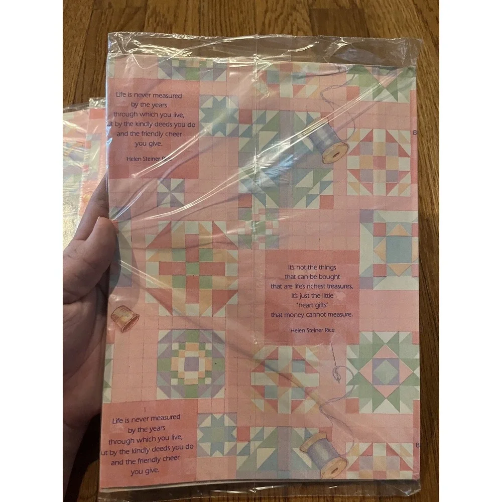 Vtg Helen Steiner Rice Gift Wrap Pink Birthday Wrapping Paper Celebration 3 Pack